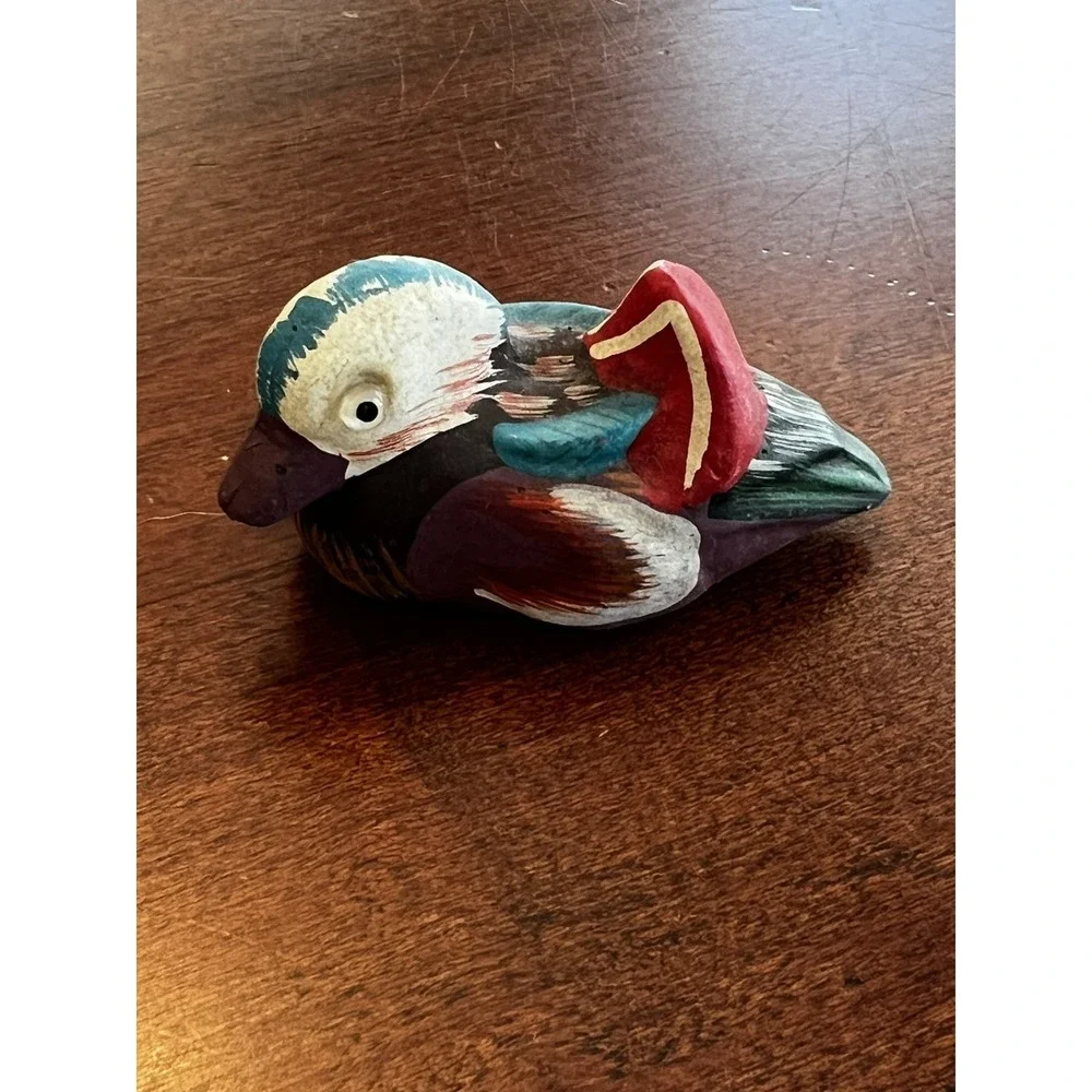 Set of 4 Vtg Hand Carved Painted‎ Wood Duck Figurines Folk Art Hunting Decor